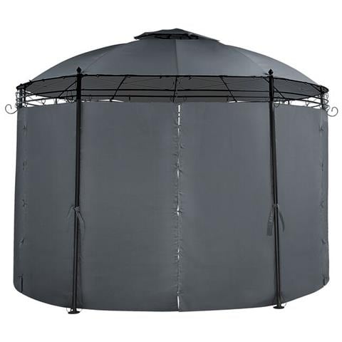 Gazebo In Acciaio E Tessuto Grigio Ø368 Cm Safara - Foto 7