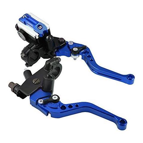 Moto Modifica 78 (22 Mm Universale Freno Idraulico Leva Frizione Sinistra E Destra Coppia Metallo Olio Coppa Suitablefor La Maggior Parte Delle Moto Con Un 78 () Asta Di Elaborazione Diametro Di 22 Mm (blu)  - Foto 1