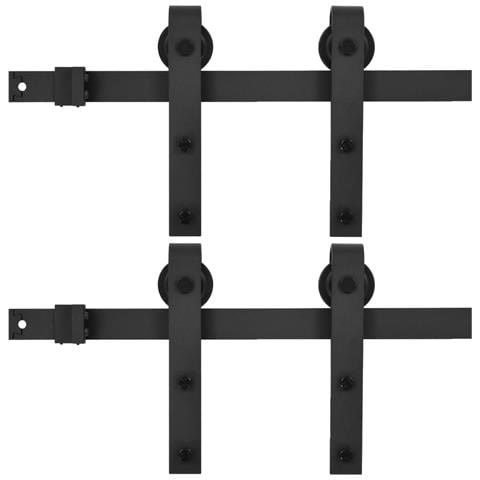Kit di Binari per Porte Scorrevoli 2 pz 183 cm Acciaio Nero - Foto 1
