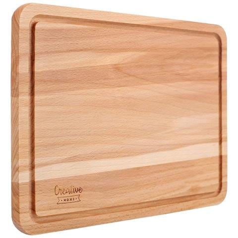 Tagliere Da Cucina In Legno | 30,5 X 22,5 X 1,5 Cm | Ideale Per Aperitivo Pizza Pane Formaggi | Scanalatura Per Il Succo | Legno Di Faggio Naturale | Reversibile - Foto 1