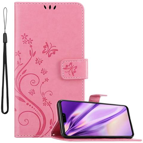 Cadorabo Custodia Compatibile Con Honor 8x In Rosa Fiore - Coperchio Protettivo In Design Floreale Con Chiusura Magnetica, Funzione Stand E Slot Per Carte - Foto 1