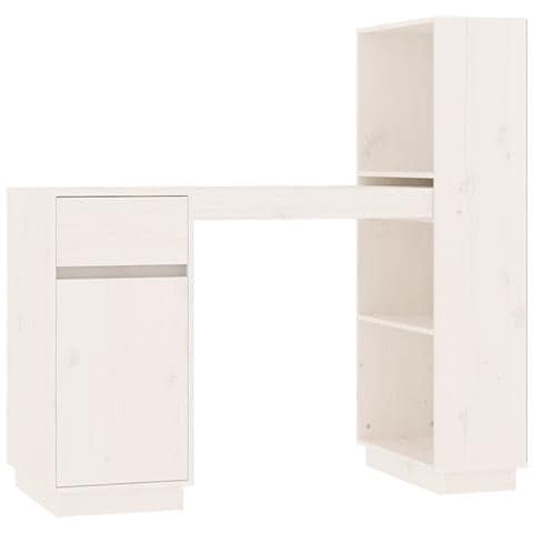 Scrivania Bianca 110x53x117 Cm In Legno Massello Di Pino - Foto 1