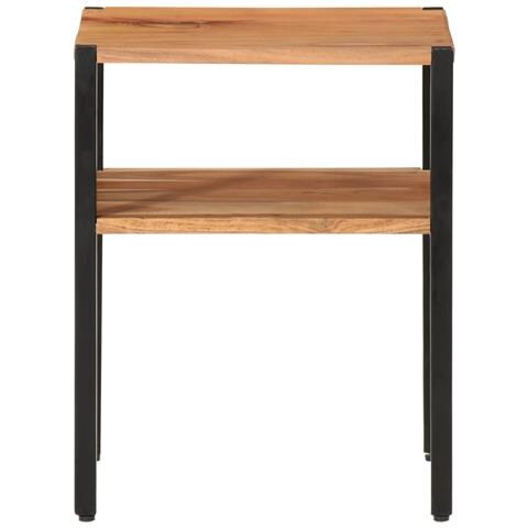 Tavolino 35x35x45cm In Legno Massello Di Acacia E Ferro - Foto 2