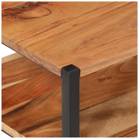 Tavolino 35x35x45cm In Legno Massello Di Acacia E Ferro - Foto 3