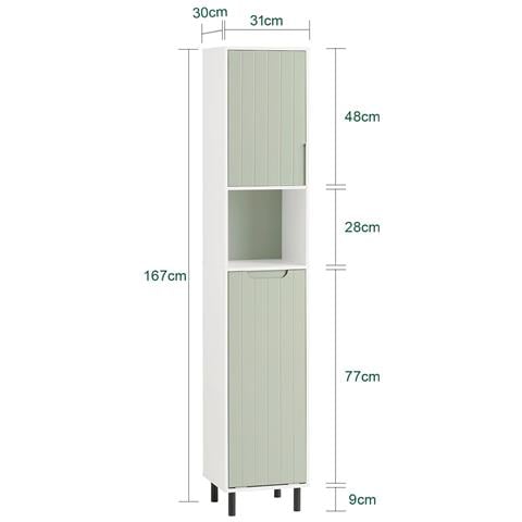 Armadio Colonna Bagno Mobiletto Salvaspazio Scaffale Alto Mobiletto Bagno Con Portabianchiera Verde 31x30x167cm Bzr137-gr - Foto 2