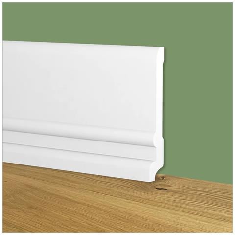 90ml Bancale Di Battiscopa Zoccolino Bianco Mod. Toscano 128x20x2000mm In Polimeri - Polistrutturato - Foto 1
