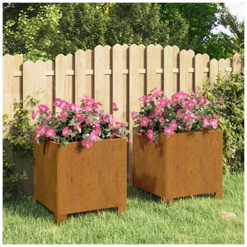 Fioriere Con Gambe 2pz Ruggine 32x30x33 Cm Acciaio Corten - Foto 2