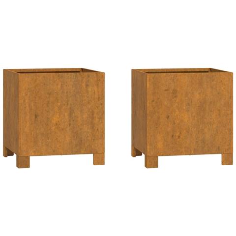 Fioriere Con Gambe 2pz Ruggine 32x30x33 Cm Acciaio Corten - Foto 1