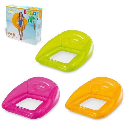 56802EU - Poltrona Mare Trasparente Gonfiabile con Rete, PVC, Assortiti, 104x102 cm - Foto 1