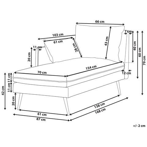 Chaise Longue Versione Destra Yerres Tessuto Beige - Foto 2