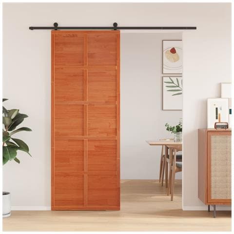 Porta Del Granaio Marrone 80x208 Cm In Legno Massello Di Pino - Foto 1