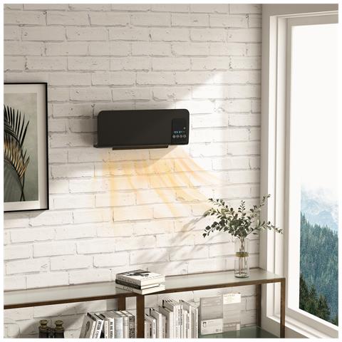 Termoventilatore Da Parete Oscillante Con Telecomando, Timer 12h E 2 Modalità, Nero - Foto 2