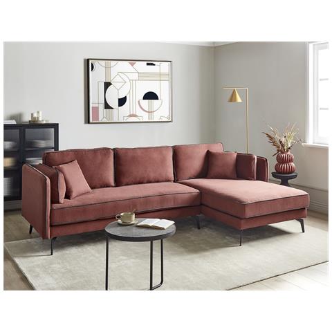 Beliani Divano Angolare Altan Tessuto Bordeaux Posti Lato Sinistro