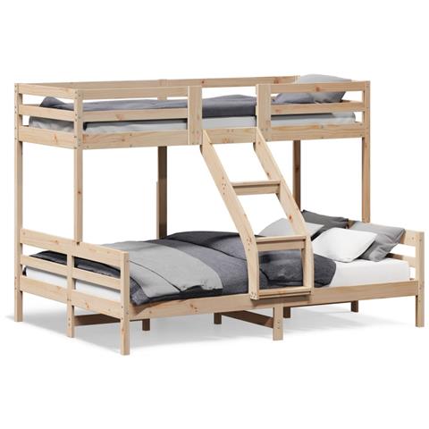 Letto A Castello 80x200/140x200 Cm In Legno Massello Di Pino - Foto 2