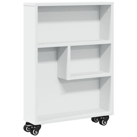 Carrello Portaoggetti Stretto Bianco 48x13x68 Cm In Truciolato - Foto 2