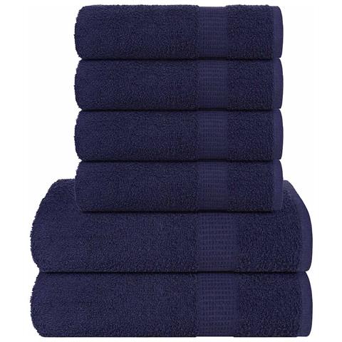 Set Asciugamani 8 Pz Blu Navy 360 Gsm 100% Cotone - Foto 1