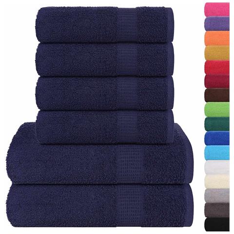 Set Asciugamani 8 Pz Blu Navy 360 Gsm 100% Cotone - Foto 2