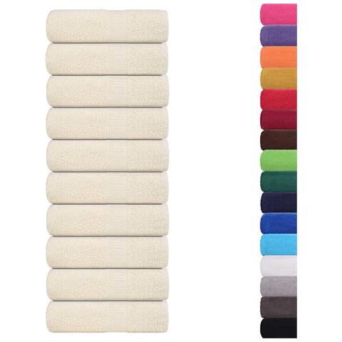 Asciugamani Ospiti 10 Pz Crema 30x50 Cm 360 G /m 100% Cotone - Foto 2