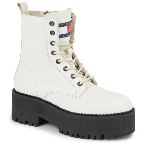 Boot Zip Up Stivaletti Pelle Scarpe Donna Bianco Eu 38, En0en02305 Ya6 - Foto 1