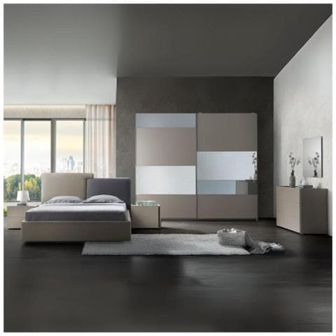 Camera Da Letto Liana Colore Canapa Con Letto Contenitore E Testiera Grigio Tortora - Foto 1
