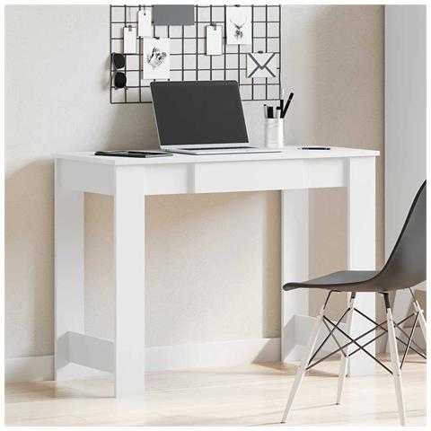 Scrivania Bianca 100x45x75 Cm In Legno Multistrato - Foto 3