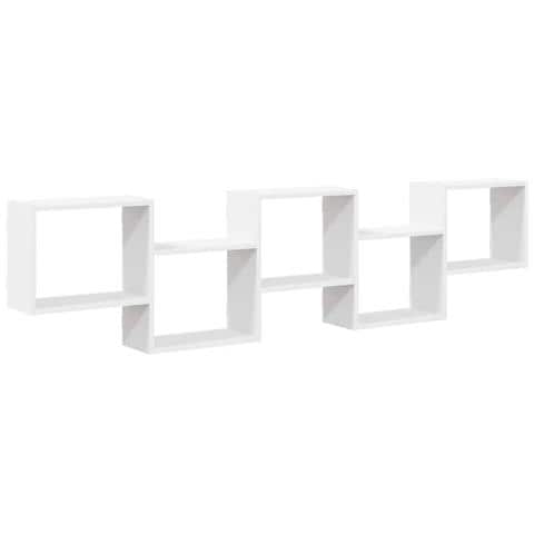 Mensola A Cubo Da Parete 5 Scomparti Legno Multistrato Bianco - Foto 2