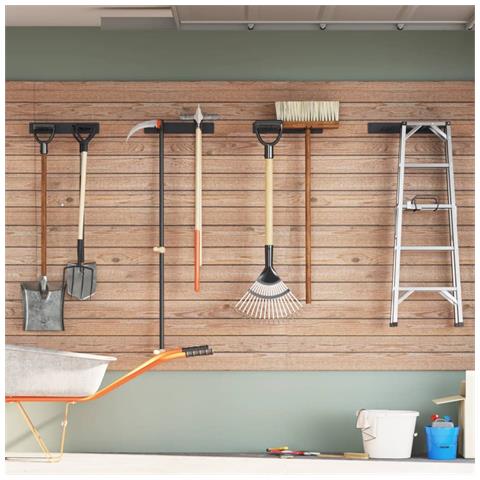 Portautensili Da Giardino A Muro 4 Pz Neri In Acciaio - Foto 1