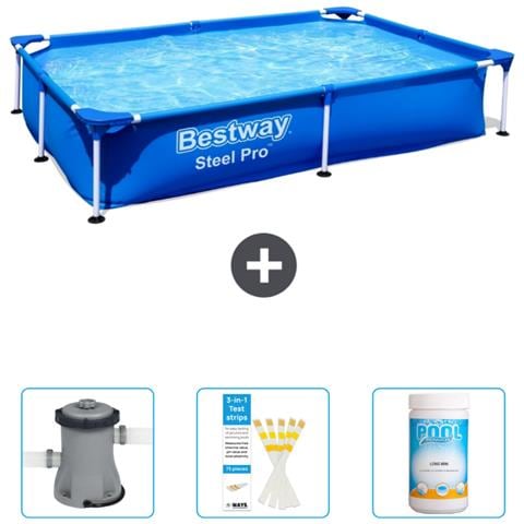 Piscina Fuori Terra - Rettangolo - 221x150x43 Cm - Blu - Include Accessori Coordinati Cb37 - Foto 1