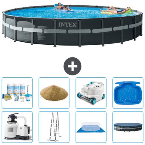 Piscina Fuori Terra - In Giro - 732x132 Cm - Grigio - Include Accessori Coordinati A2985 - Foto 1