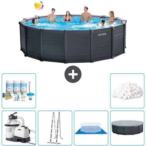 Piscina Fuori Terra - In Giro - 478x124 Cm - Grigio - Include Accessori Coordinati A2777 - Foto 1