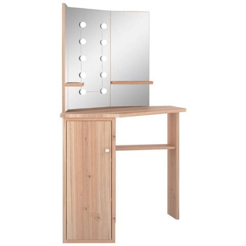 Lusso Casadino - Tavolino Da Trucco Angolare Con Led Rovere 111x54x141,5 Cm - Foto 2