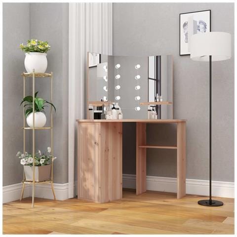 Lusso Casadino - Tavolino Da Trucco Angolare Con Led Rovere 111x54x141,5 Cm - Foto 8