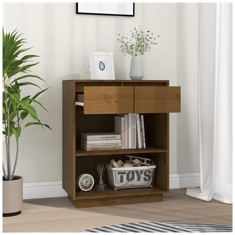 Mobile Consolle Ambrato 60x34x75 Cm In Legno Massello Di Pino - Foto 2