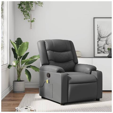 Lusso Casadino -  Poltrona Massaggiante Reclinabile Grigia In Similpelle - Foto 8