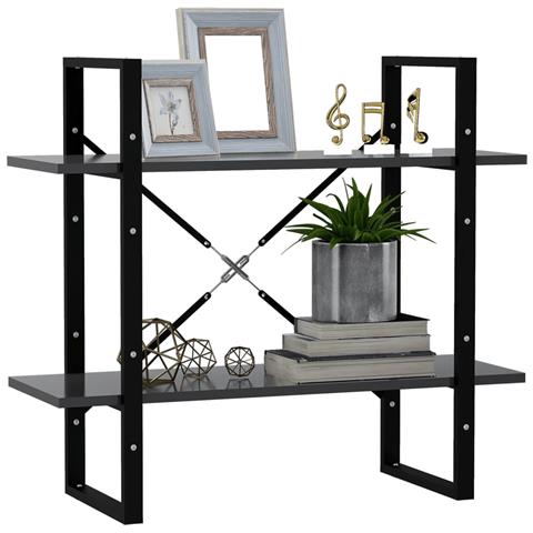 Lusso Casadino - Libreria A 2 Ripiani Grigia 80x30x70 Cm In Legno Multistrato - Foto 2