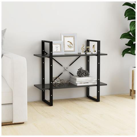 Lusso Casadino - Libreria A 2 Ripiani Grigia 80x30x70 Cm In Legno Multistrato - Foto 8