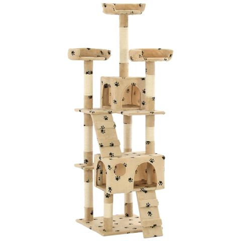Lusso Casadino -  Albero Per Gatti Tiragraffi Sisal 170 Cm Zampe Stampate Beige - Foto 2