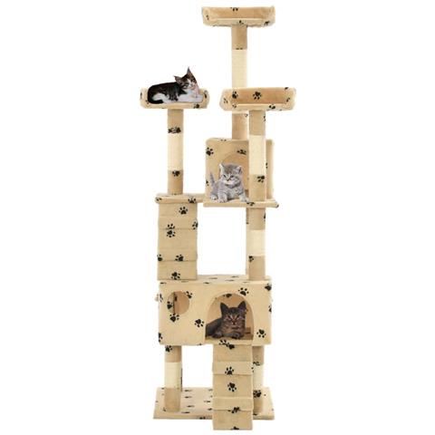 Lusso Casadino -  Albero Per Gatti Tiragraffi Sisal 170 Cm Zampe Stampate Beige - Foto 1