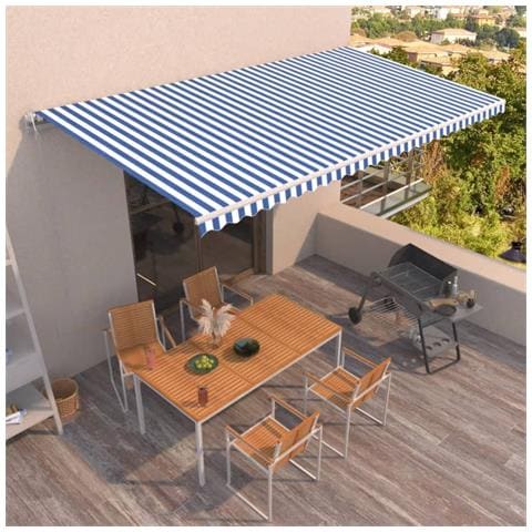 Tenda Da Sole Retrattile Automatica 600x350 Cm Blu E Bianca - Foto 8