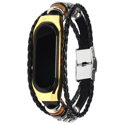 Cinturino Per Orologio In Pelle Per Xiaomi Mi Band 3/4, Nero E Oro - Foto 3