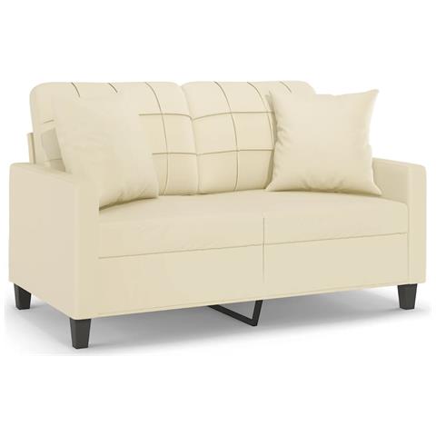 Divano a 2 Posti con Cuscini Crema 120 cm in Similpelle - Foto 1