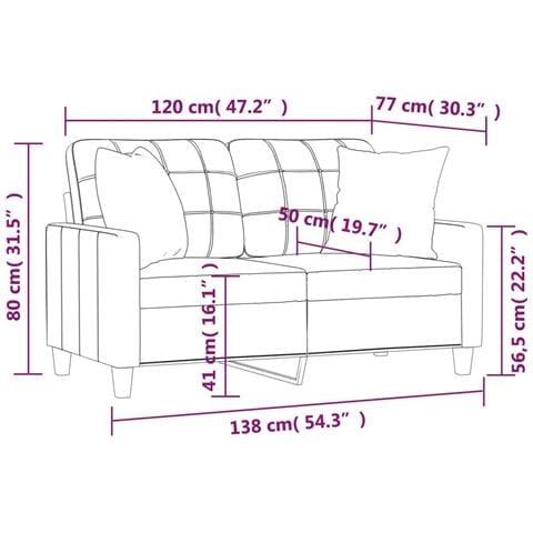 Divano a 2 Posti con Cuscini Crema 120 cm in Similpelle - Foto 8