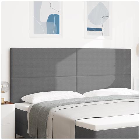 Testiera Design Semplice Grigio Chiaro 200 cm in Tessuto Corduroy - Foto 2