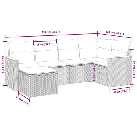 Set Divano da Giardino 6 pz con Cuscini Beige in Polyrattan - Foto 4