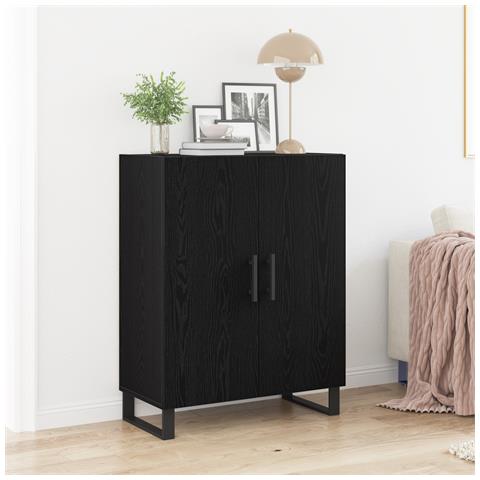 Credenza Nero Rovere 69,5x34x90 cm Legno ingegnerizzato - Foto 2