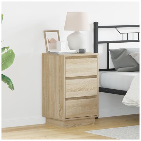 Comodino con LED Rovere Sonama 39x34,5x65 cm Legno ingegnerizzato - Foto 2