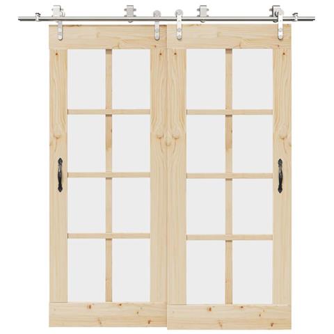 Kit Binari Porta Scorrevole 200 cm Acciaio Inossidabile Argento - Foto 2