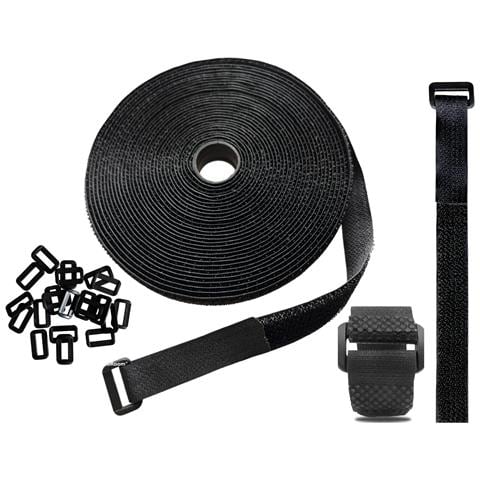 Hazarox Fascette Per Cavi Con Velcro 5 Metri 25 Fibbie Nere - Foto 1