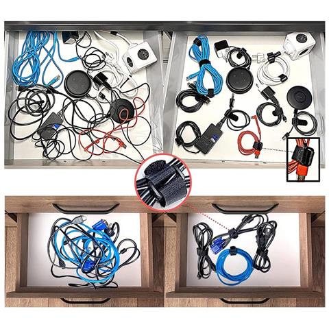 Hazarox Fascette Per Cavi Con Velcro 5 Metri 25 Fibbie Nere - Foto 5