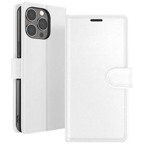 Custodia A Portafoglio Per Iphone 13 Pro Max Con Supporto E Linguetta Magnetica, Bianco - Foto 1